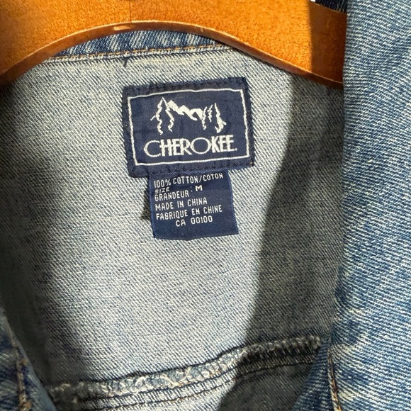 Vintage 90s Cherokee Denim Jacket Blue 100% Cotton Classic Western Trucker - Picture 2 of 8